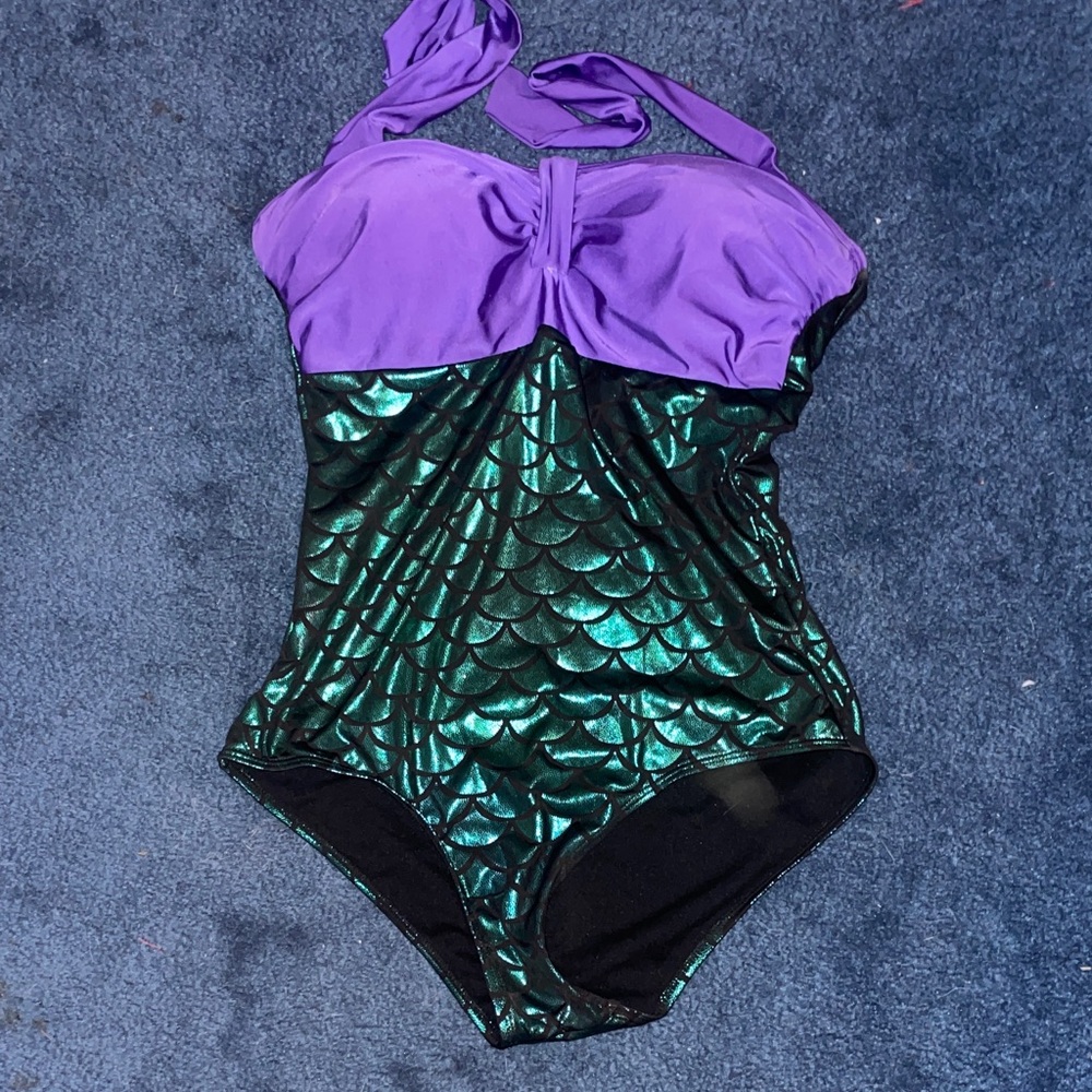 Little mermaid Women's Mermaid One Piece Swimsuit - Purple and Green